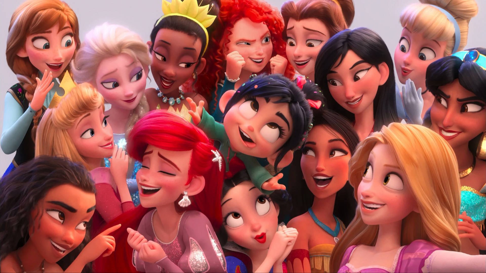 Selfie With Disney Princesses Wallpaper