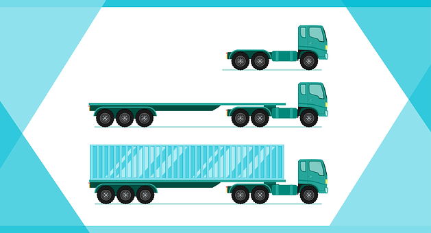 Semi Truck Flatbedand Container Vector PNG