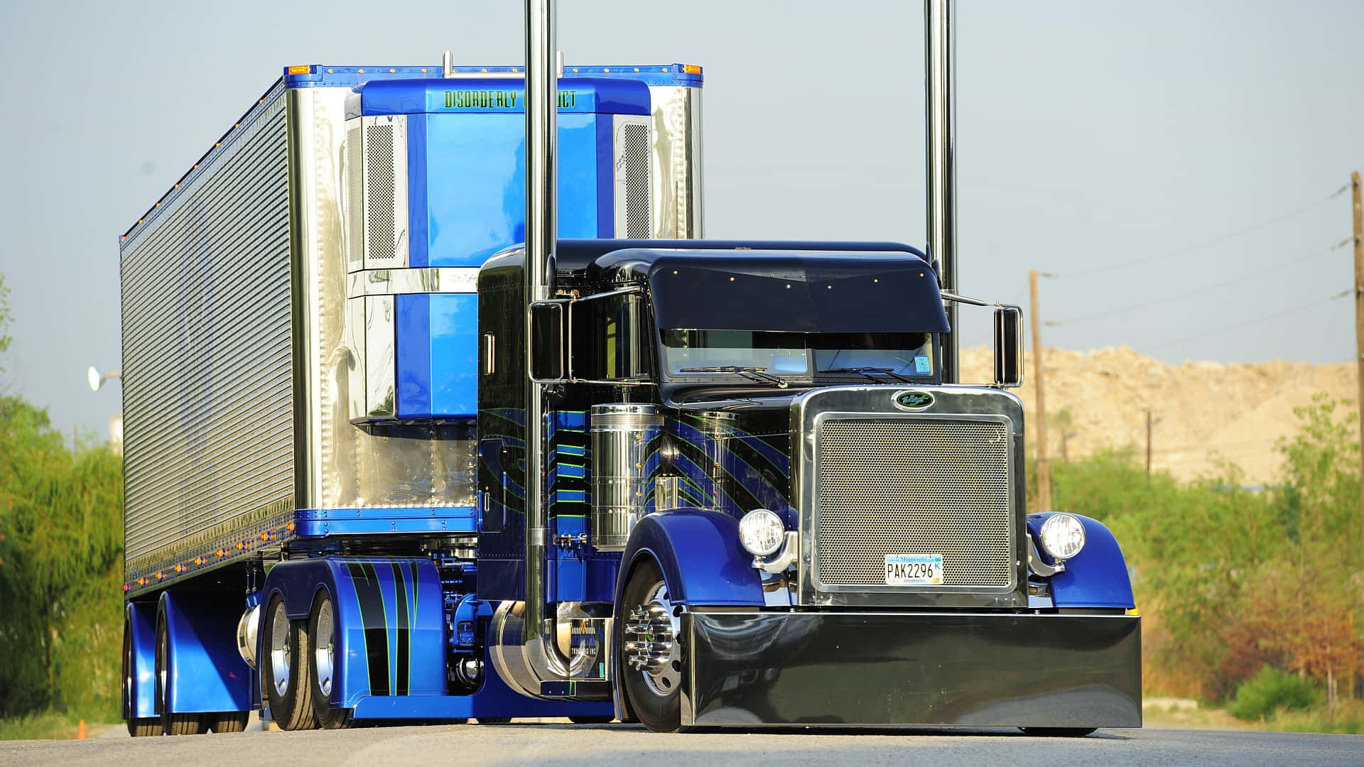 Enblå Halv Lastbil