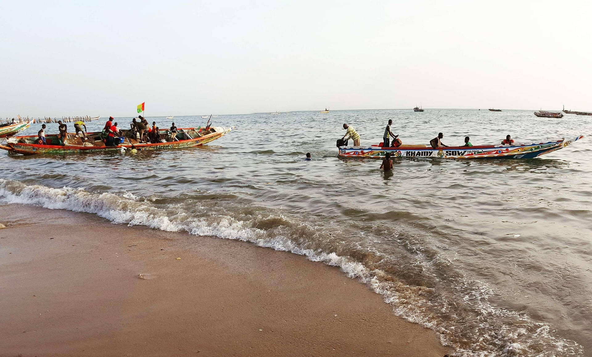 Senegal Boats With Flag