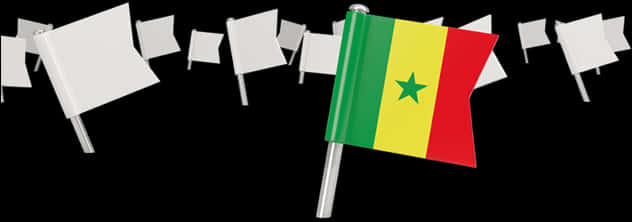 Senegal Flag Among White Flags PNG