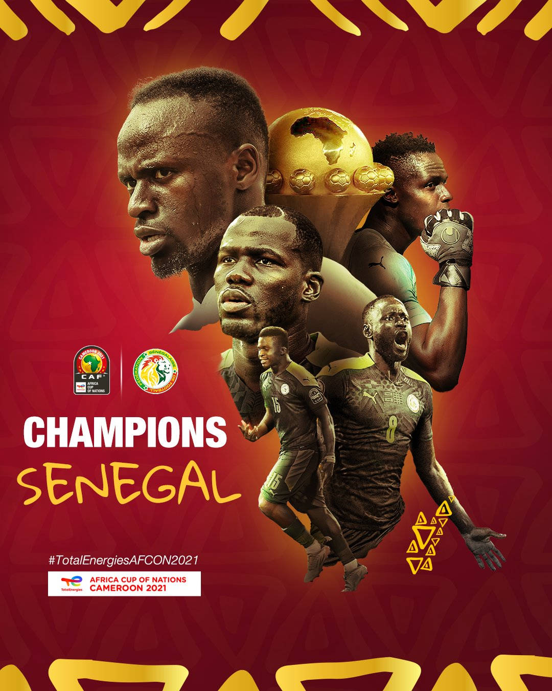 Equiponacional De Fútbol De Senegal Campeones De África. Fondo de pantalla