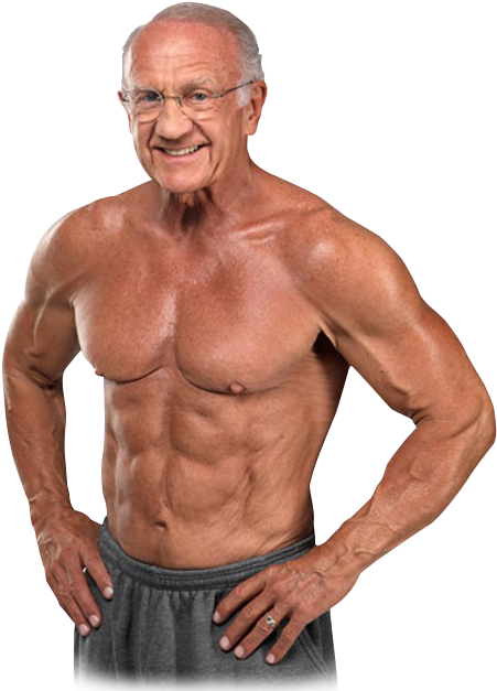 Senior Bodybuilder Showing Muscles PNG