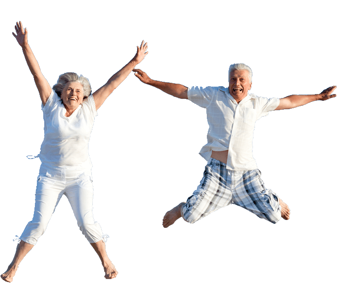 Senior Couple Jumping Happiness PNG