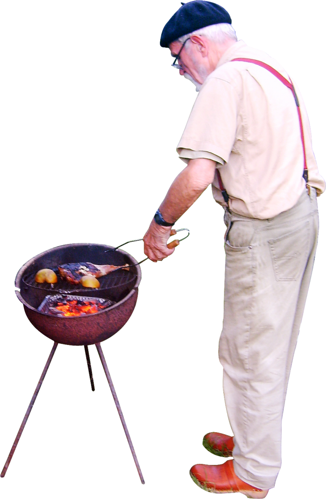 Senior Man Grilling B B Q Outdoors PNG