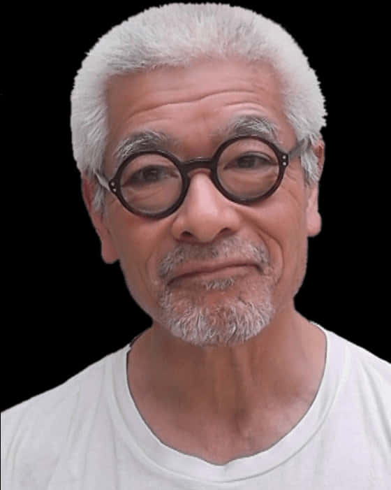 Senior Man Round Glasses PNG