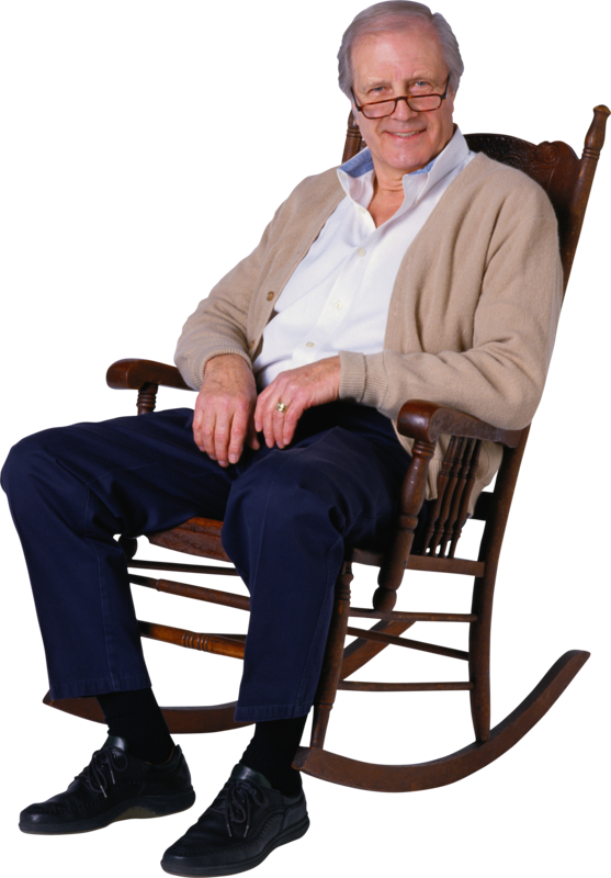 Senior Man Smilingin Rocking Chair PNG