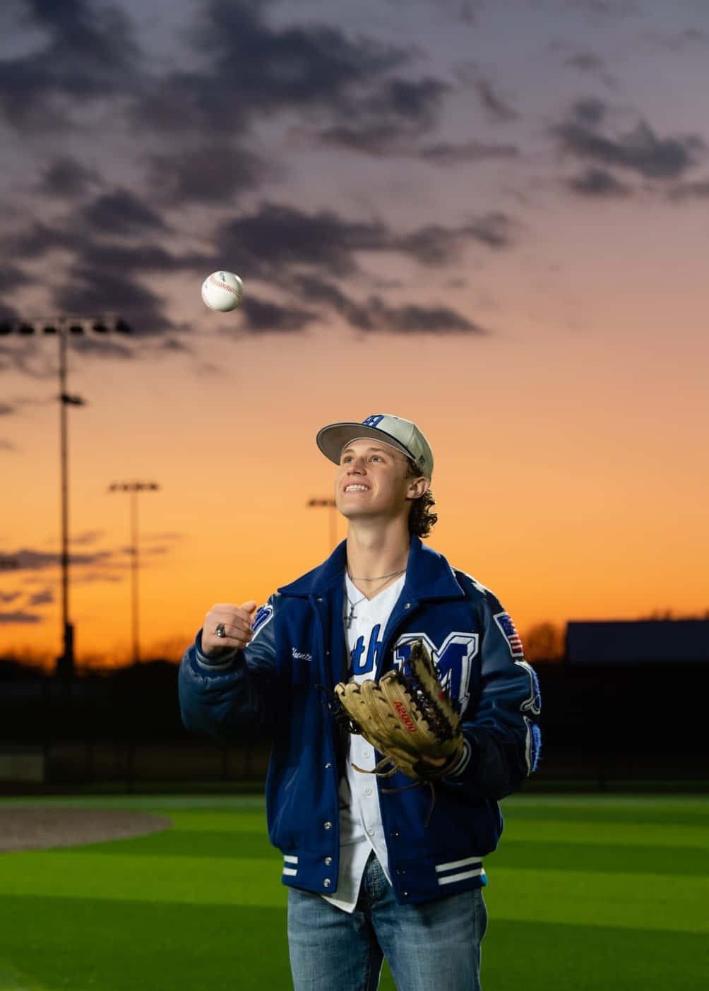 Senior Boy Baseball Field Sunset Pictures