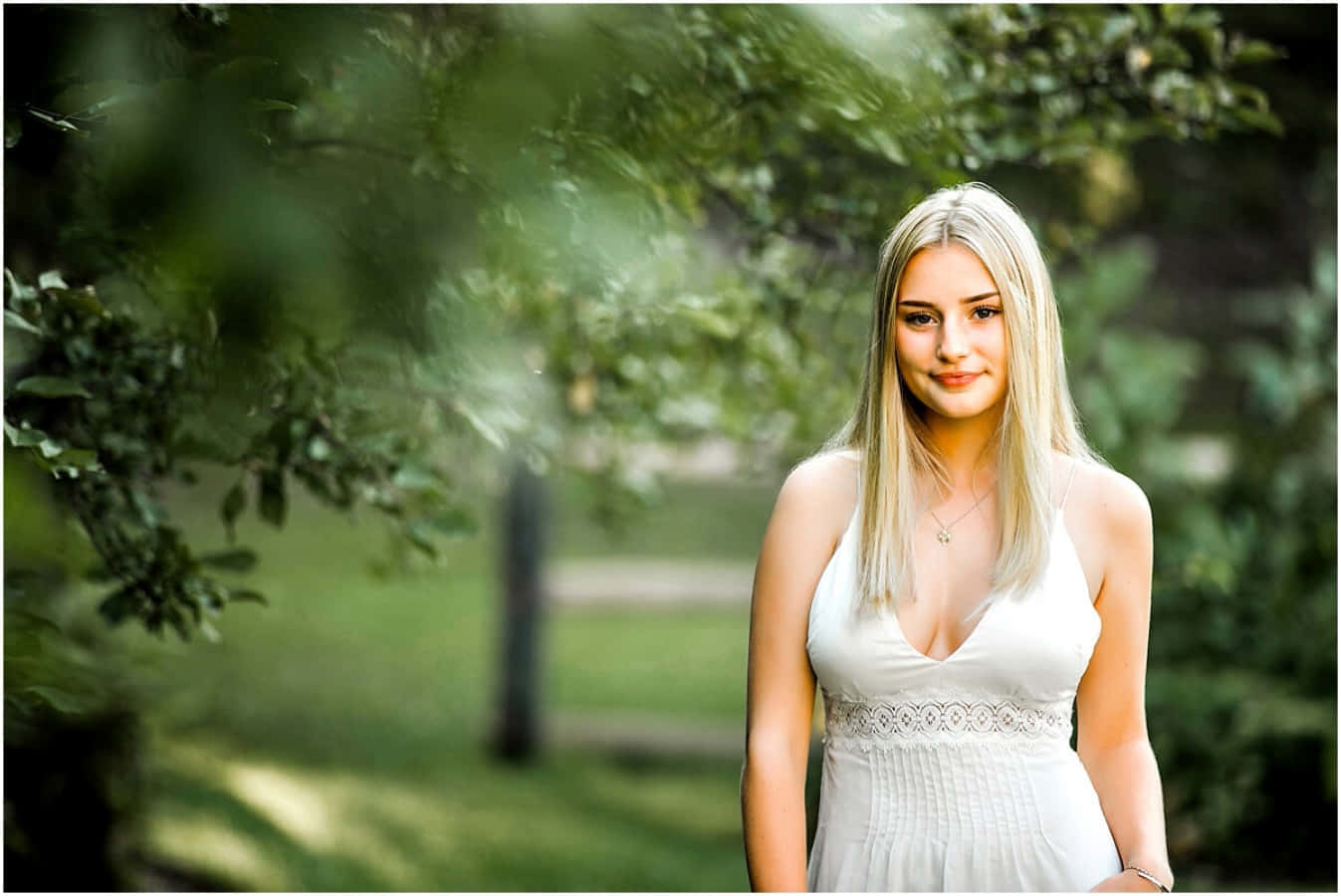 Senior Blonde Girl Under Tree Pictures