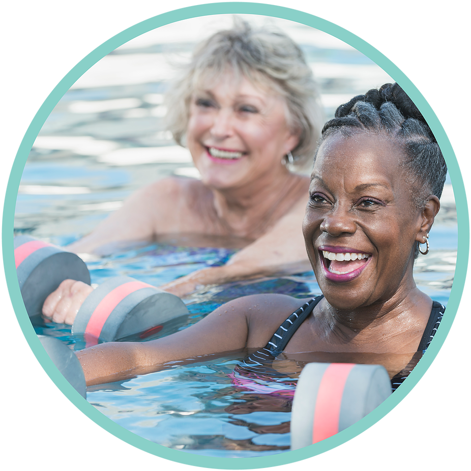 Senior Women Enjoying Water Aerobics PNG