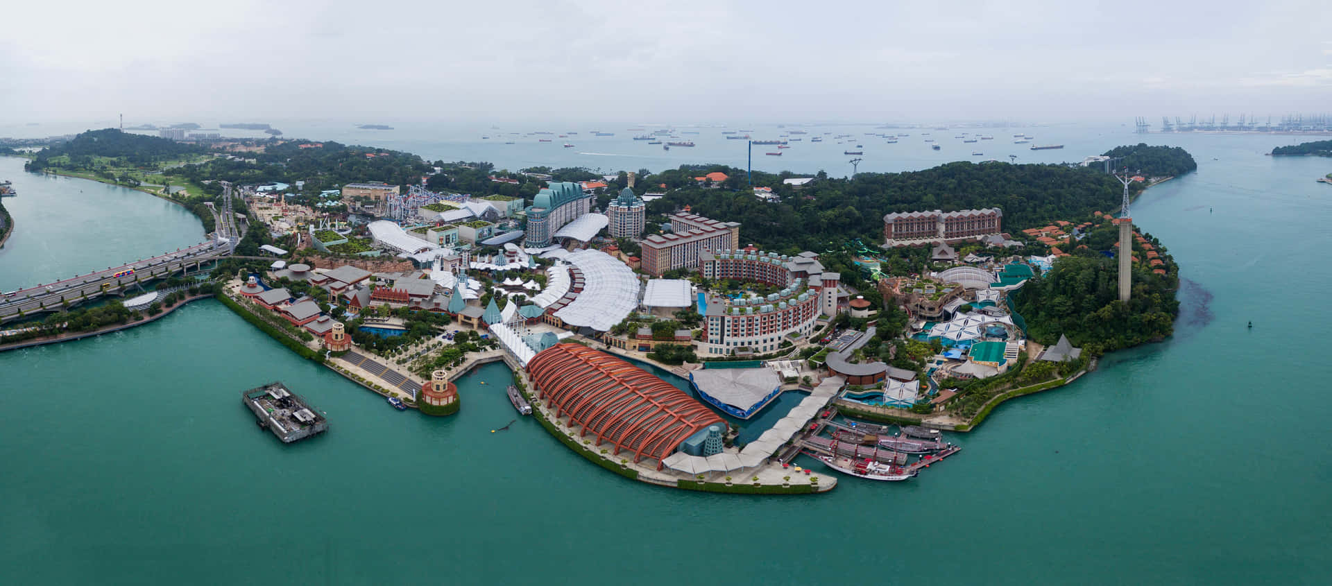 Vue Aérienne De L'île Sentosa Singapour Fond d'écran