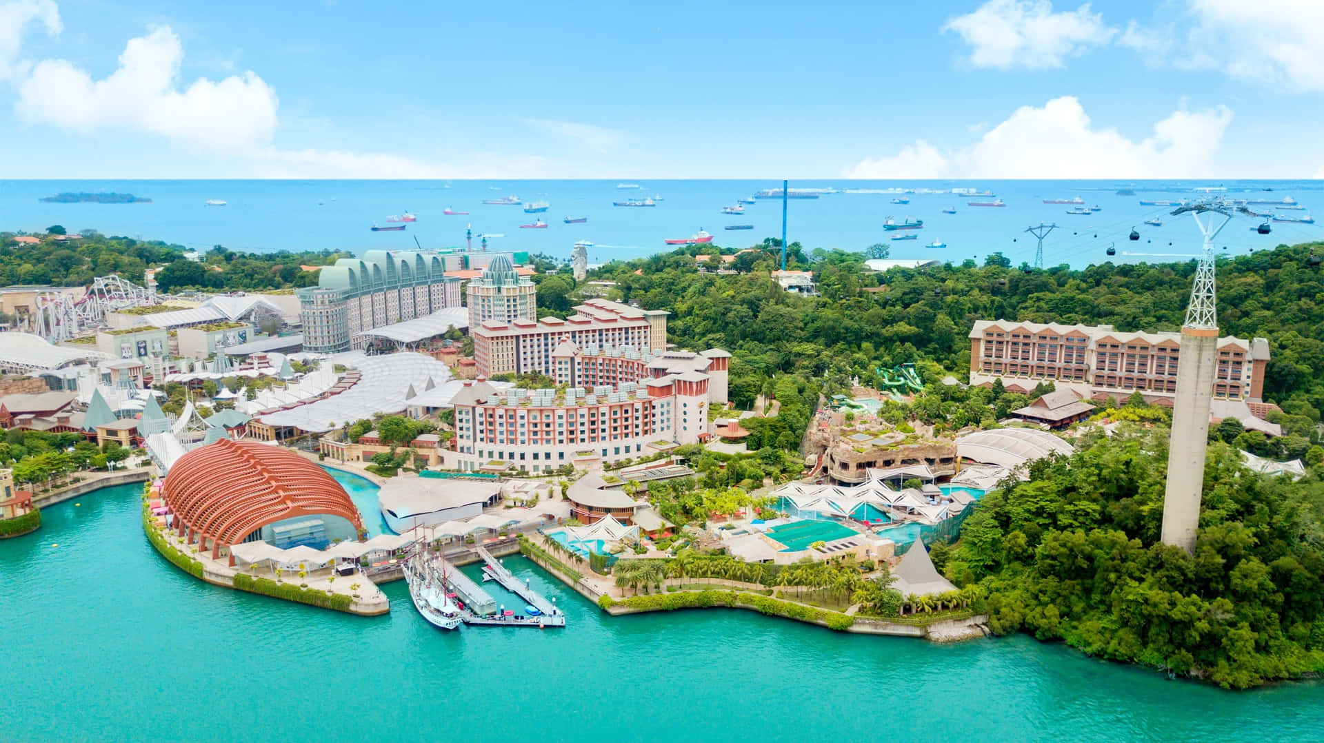 Vue Aérienne De L'île Sentosa, Singapour Fond d'écran