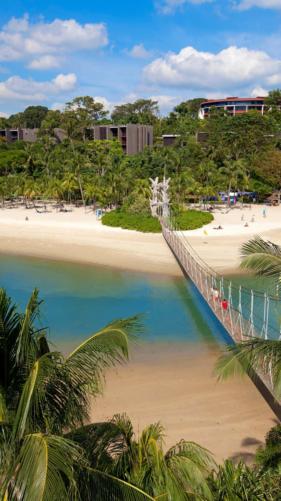 Jembatan Gantung Dan Pantai Pulau Sentosa Wallpaper