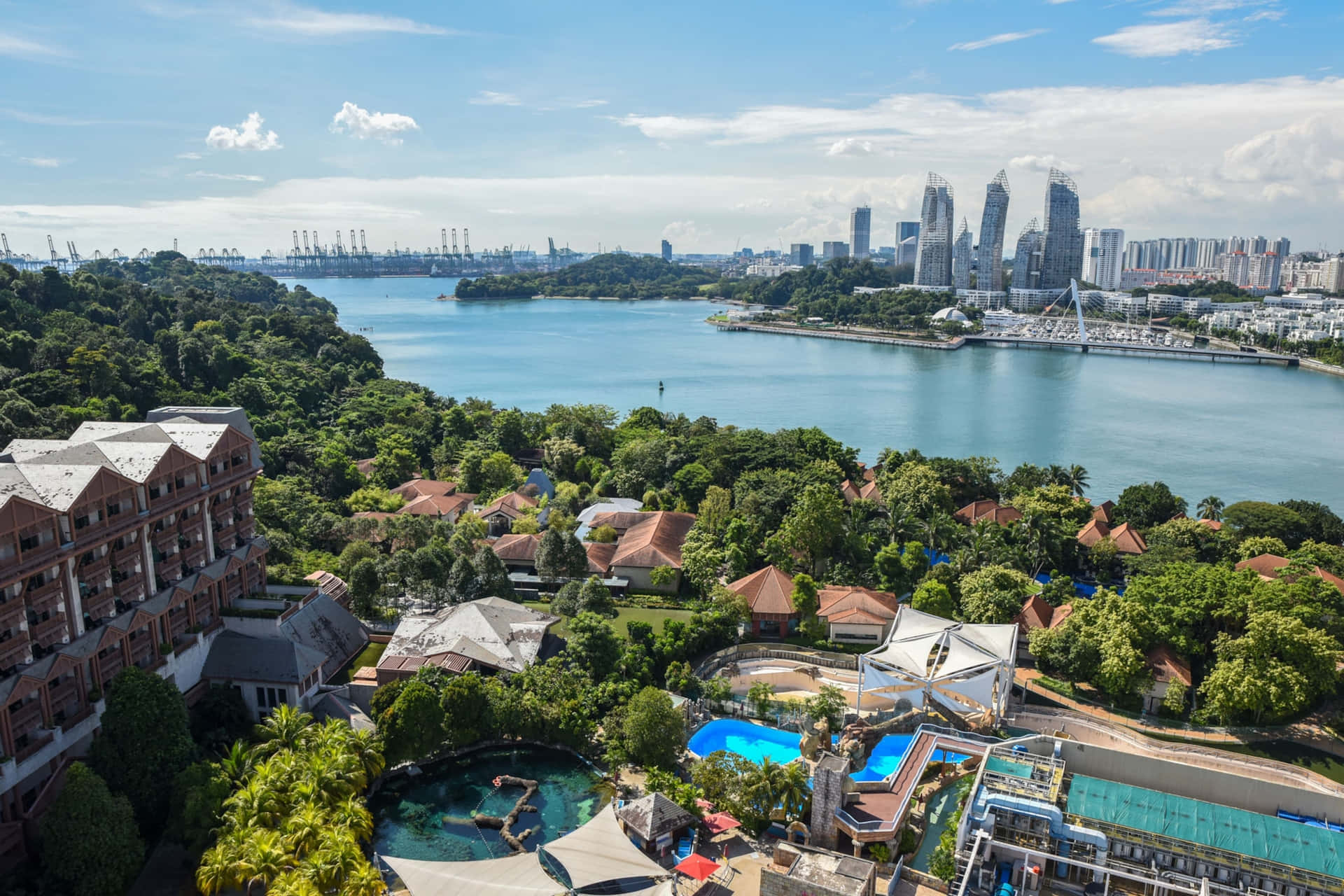 Sentosa Island Singapore Aerial View Wallpaper