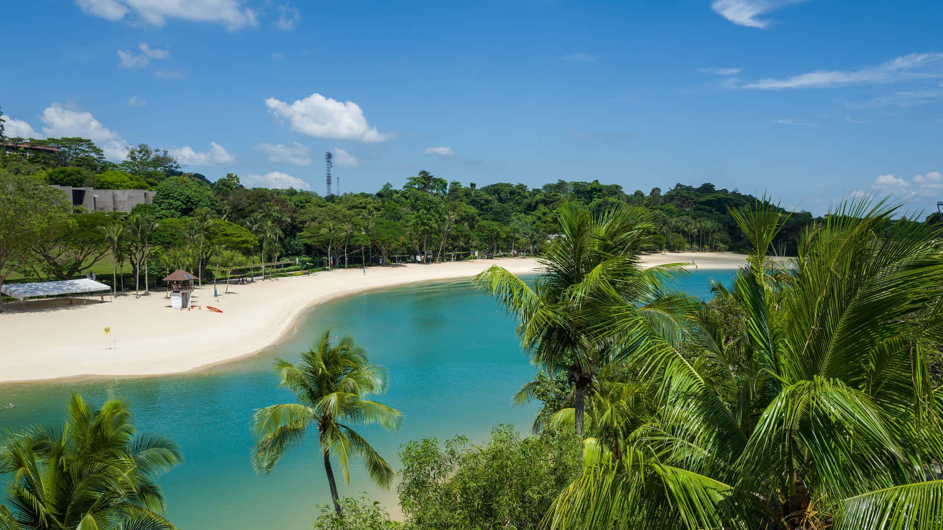 Vue De Plage Tropicale De L'île Sentosa Fond d'écran