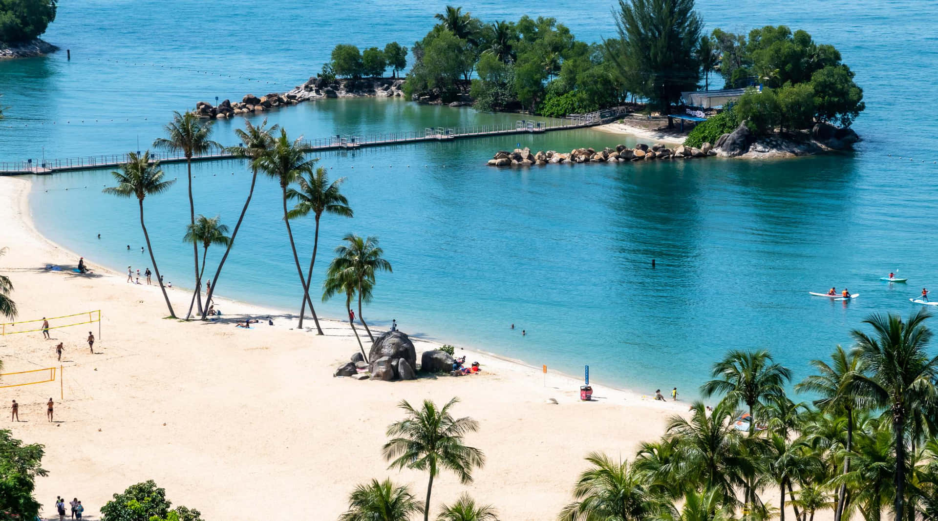 Vue De Plage Tropicale De L'île Sentosa Fond d'écran