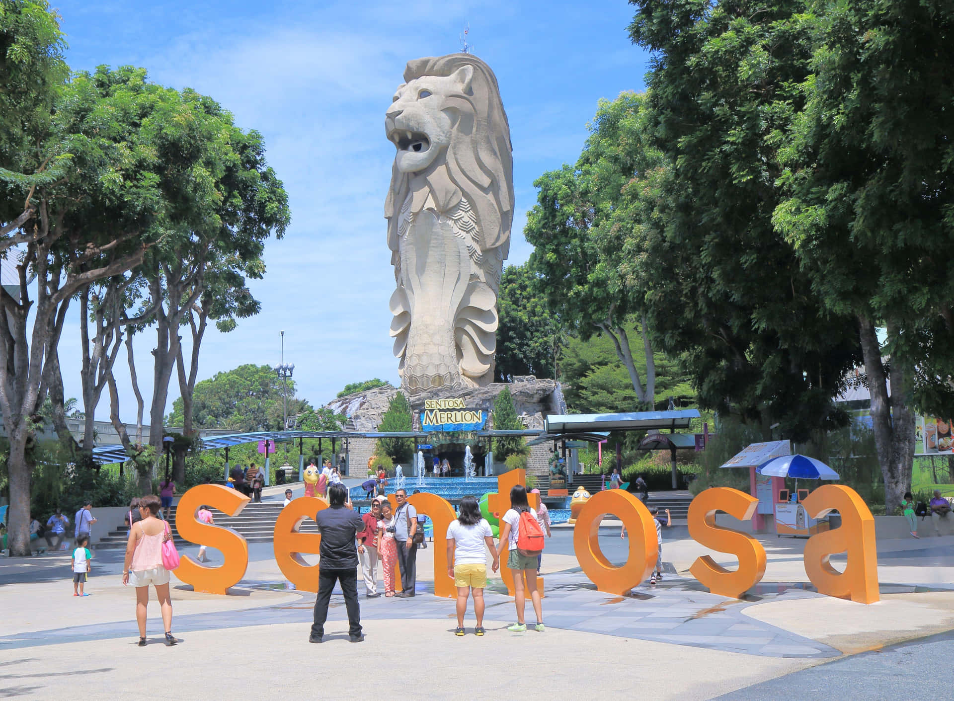 Statue Du Merlion De Sentosa, Singapour Fond d'écran