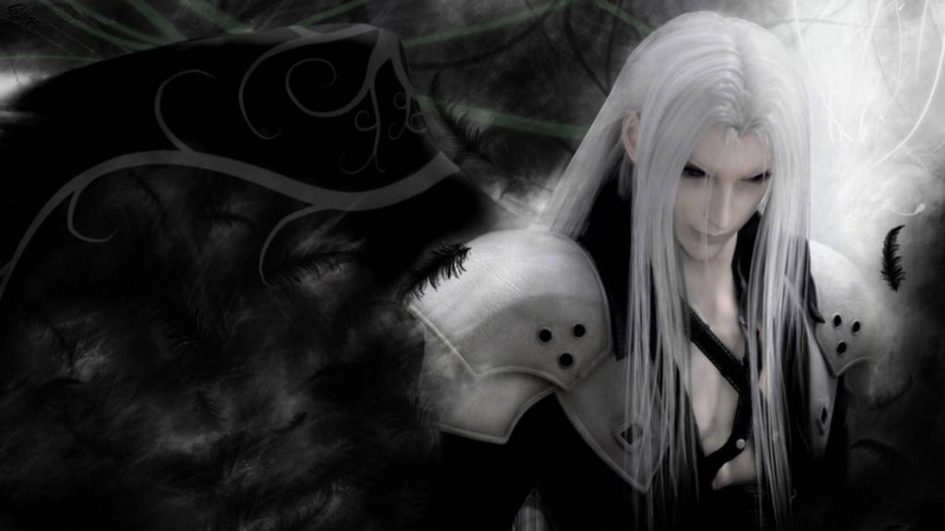 Sephiroth Pitch Black Eye And Wings Wallpaper