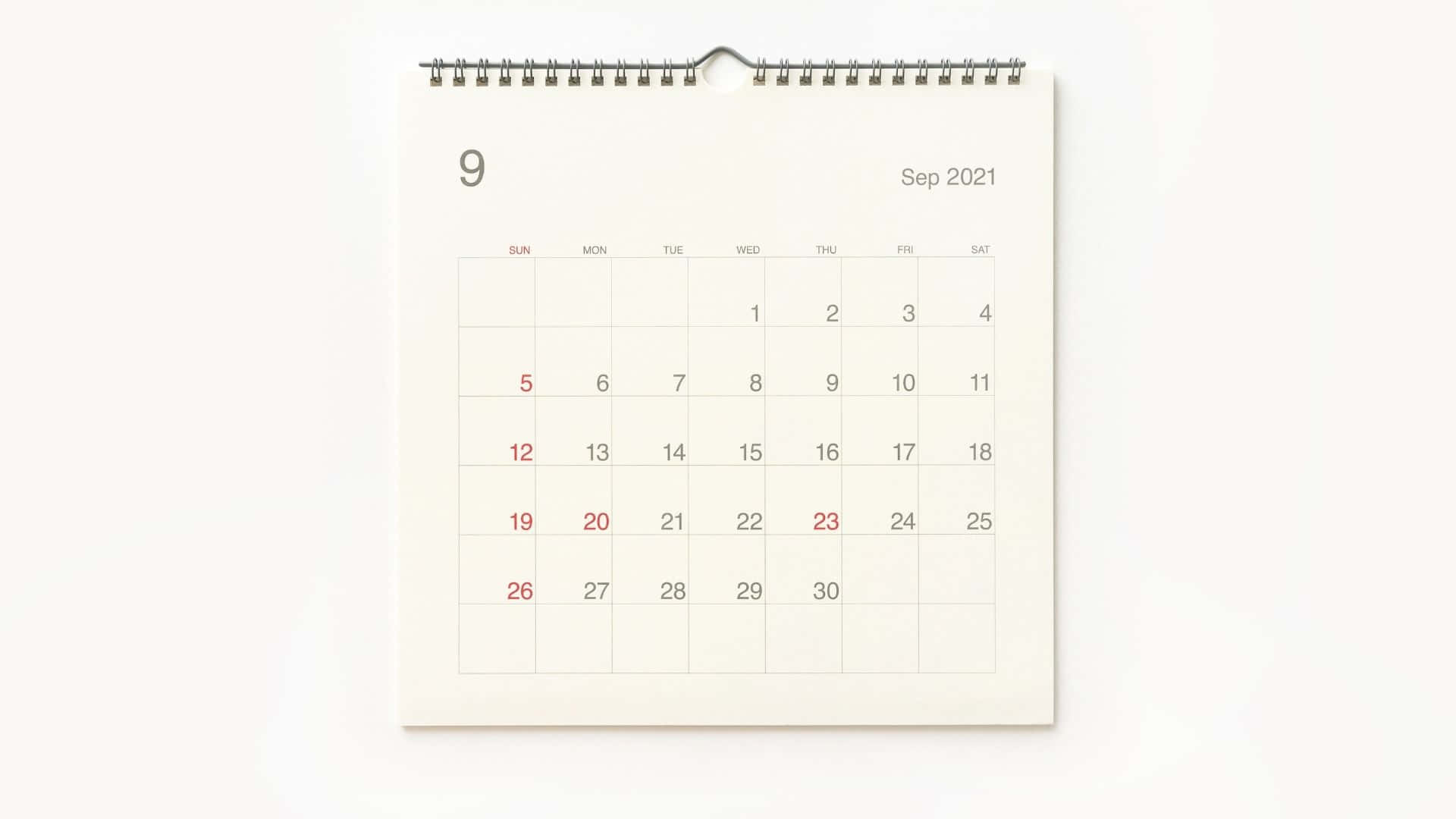 Enkalender Med Vit Bakgrund Och Röda Siffror Wallpaper