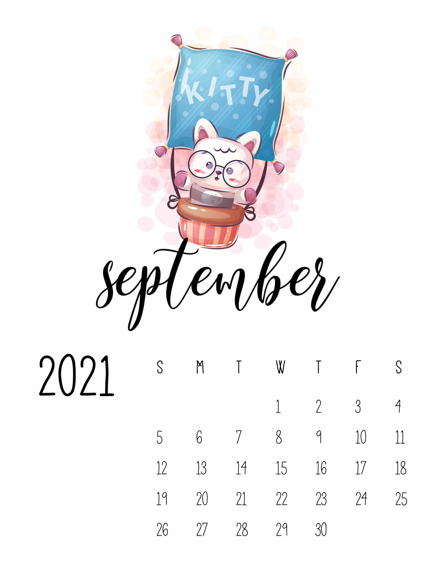 September 2021 Kitty Calendar