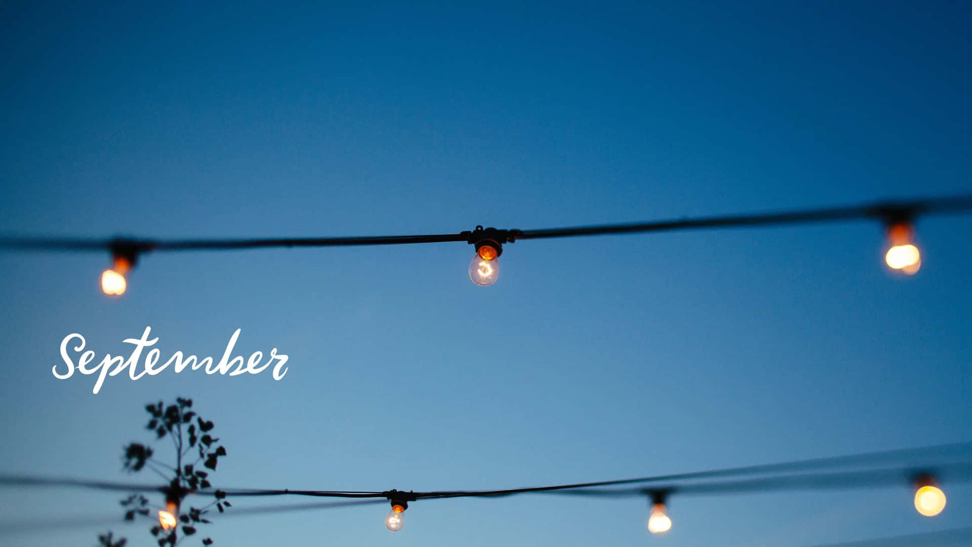 A String Of Lights With The Words September