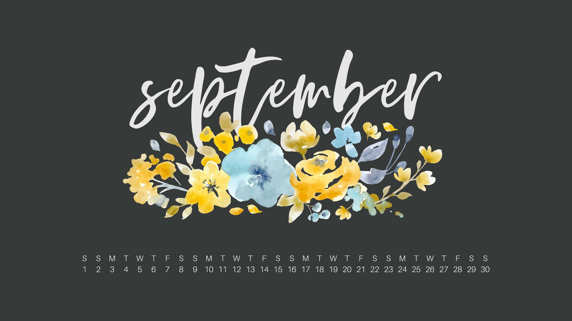 Vattenfärgblommig Septemberkalender