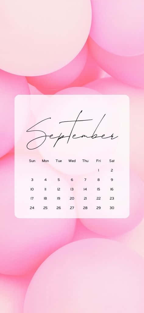 September Kalender Met Roze Ballonnen Achtergrond Achtergrond