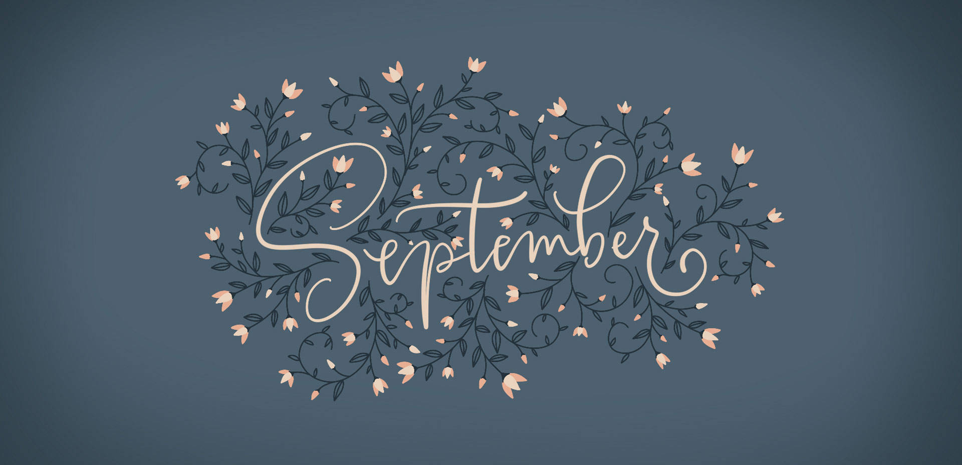 September Floral Word Art