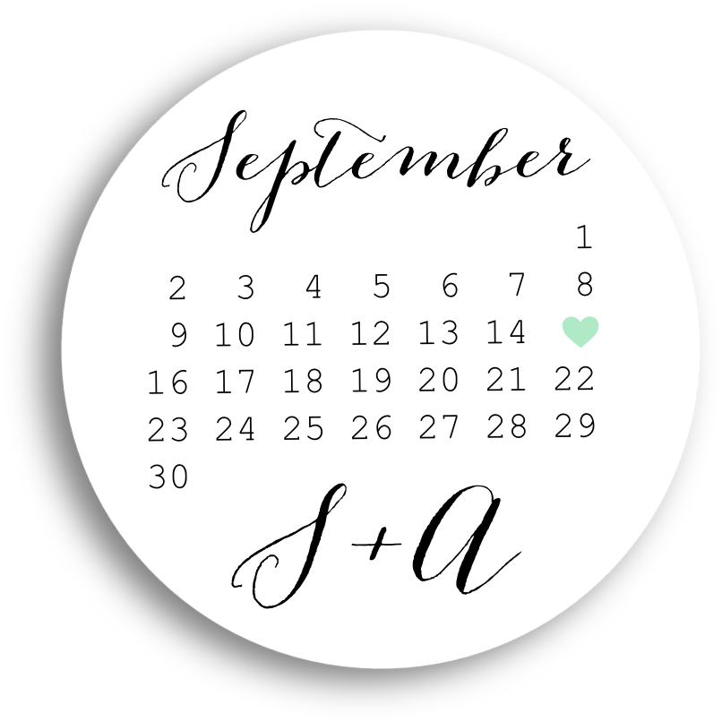 September Wedding Date Calendar PNG