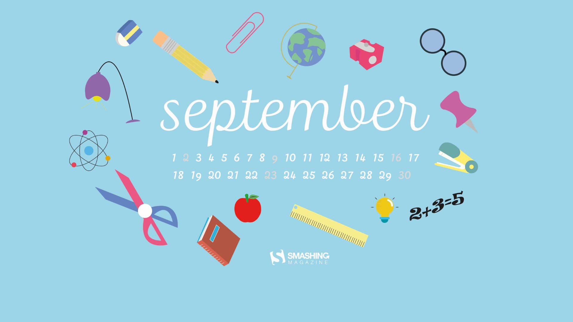 September With School Supplies Calendar