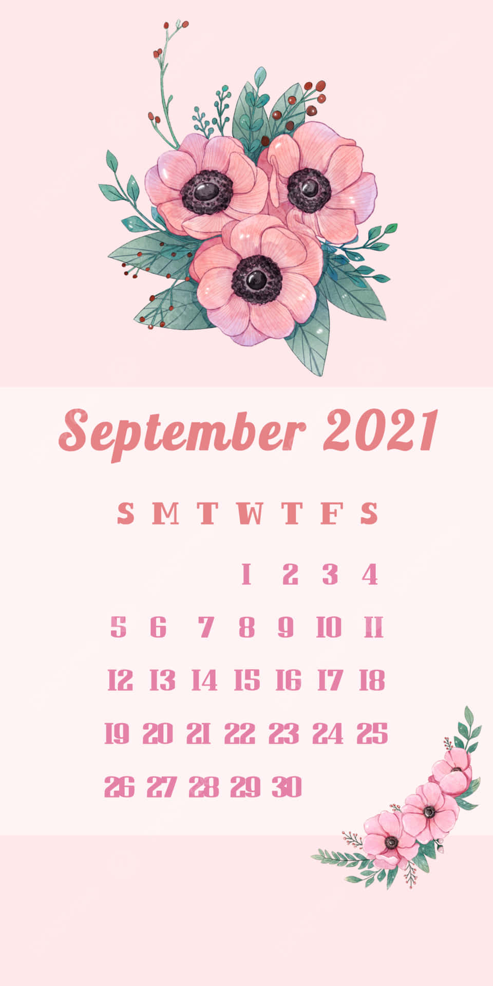 September 2021 Bloemen Kalender Achtergrond