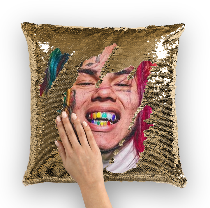 Sequin Cushionwith Printed Face PNG