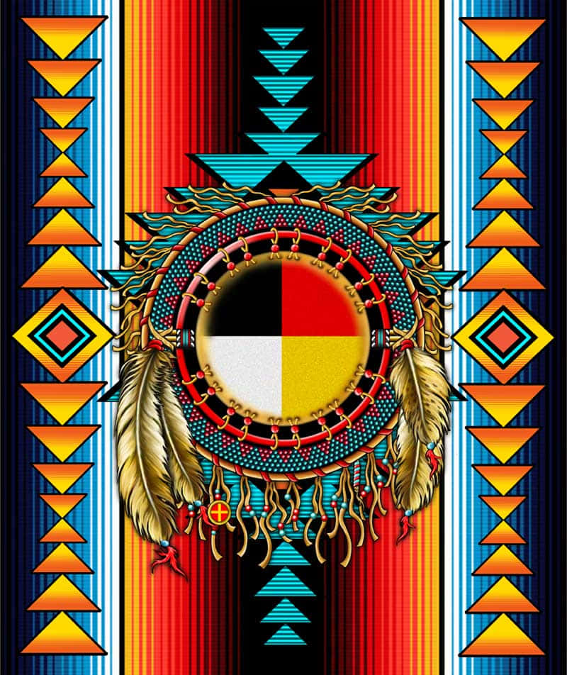 Serape With Native American Headdress Wallpaper