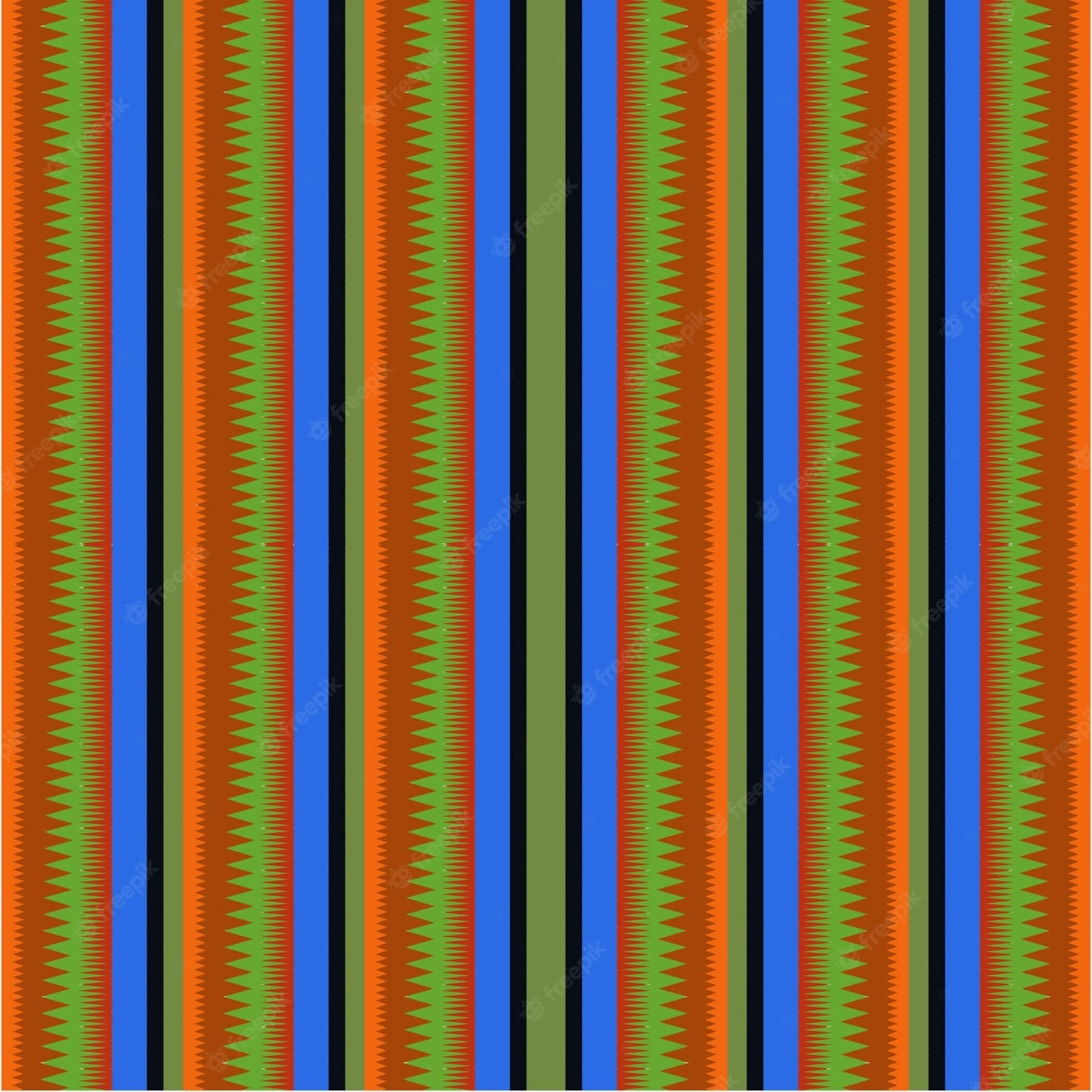 Einbunt Gestreiftes Muster Mit Blauen, Orangefarbenen Und Grünen Streifen. Wallpaper