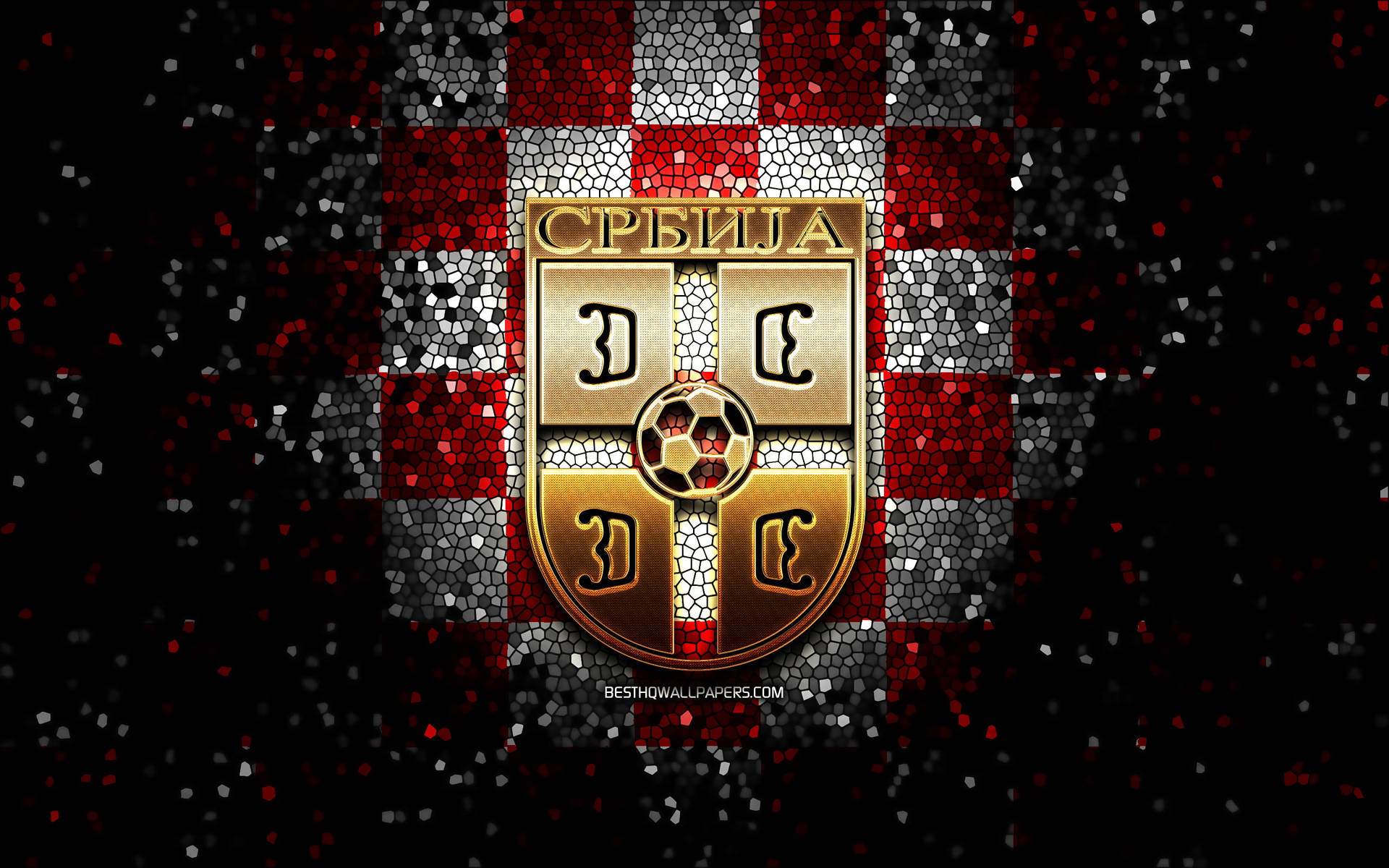 Den Serbiske Nationale Fodboldhold Guld Mosaik Wallpaper