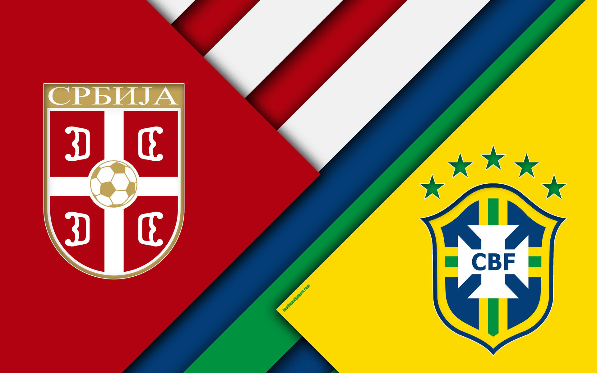 Serbischenationalmannschaft Gegen Brasilianische Nationalmannschaft Im Fußball Wallpaper