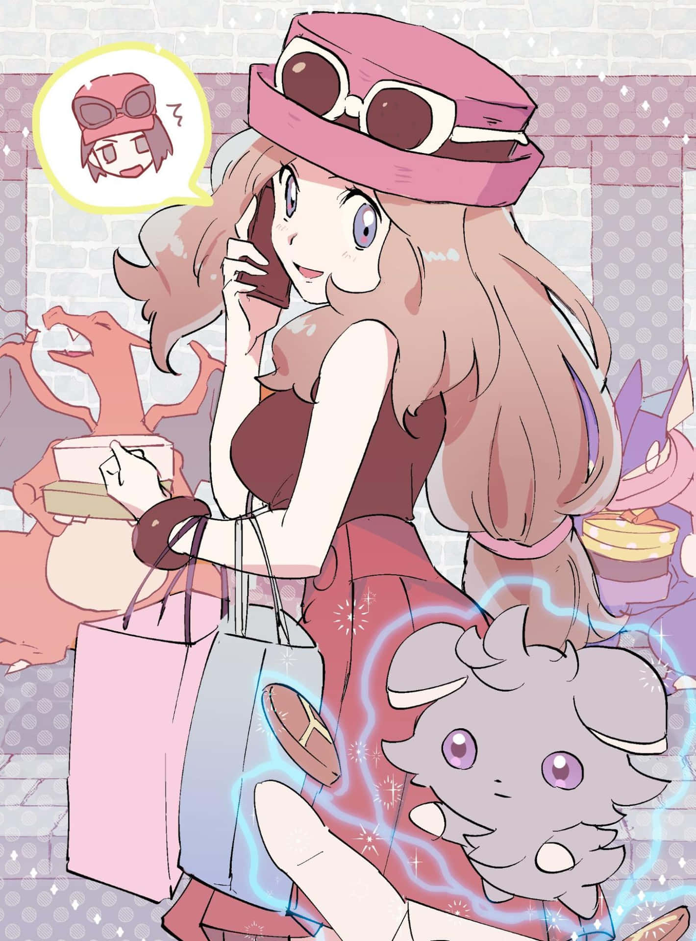 Serena And Espurr Going Shopping Wallpaper