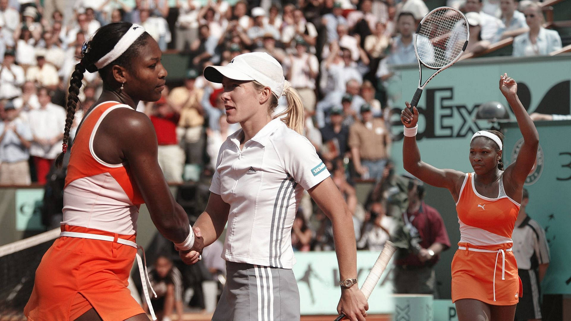 Serenawilliams Justine Henin Tennisspiel Wallpaper