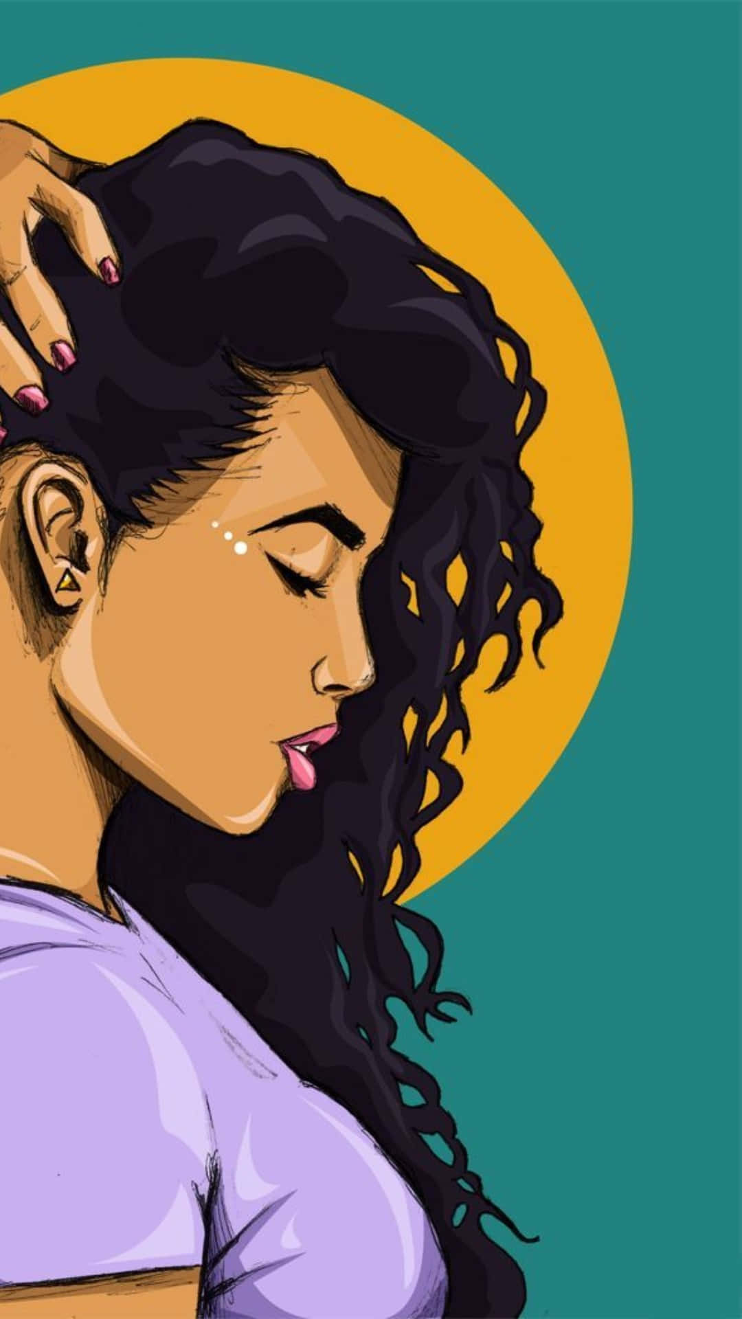 Serene_ African_ American_ Woman_ Illustration Wallpaper