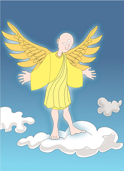 Serene Angel Standingon Clouds PNG