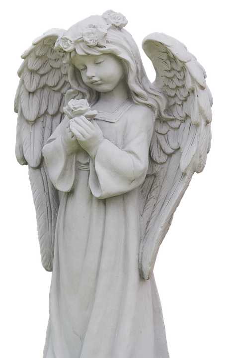 Serene Angel Statuewith Rose PNG