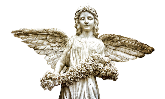 Serene Angel Statuewith Roses PNG