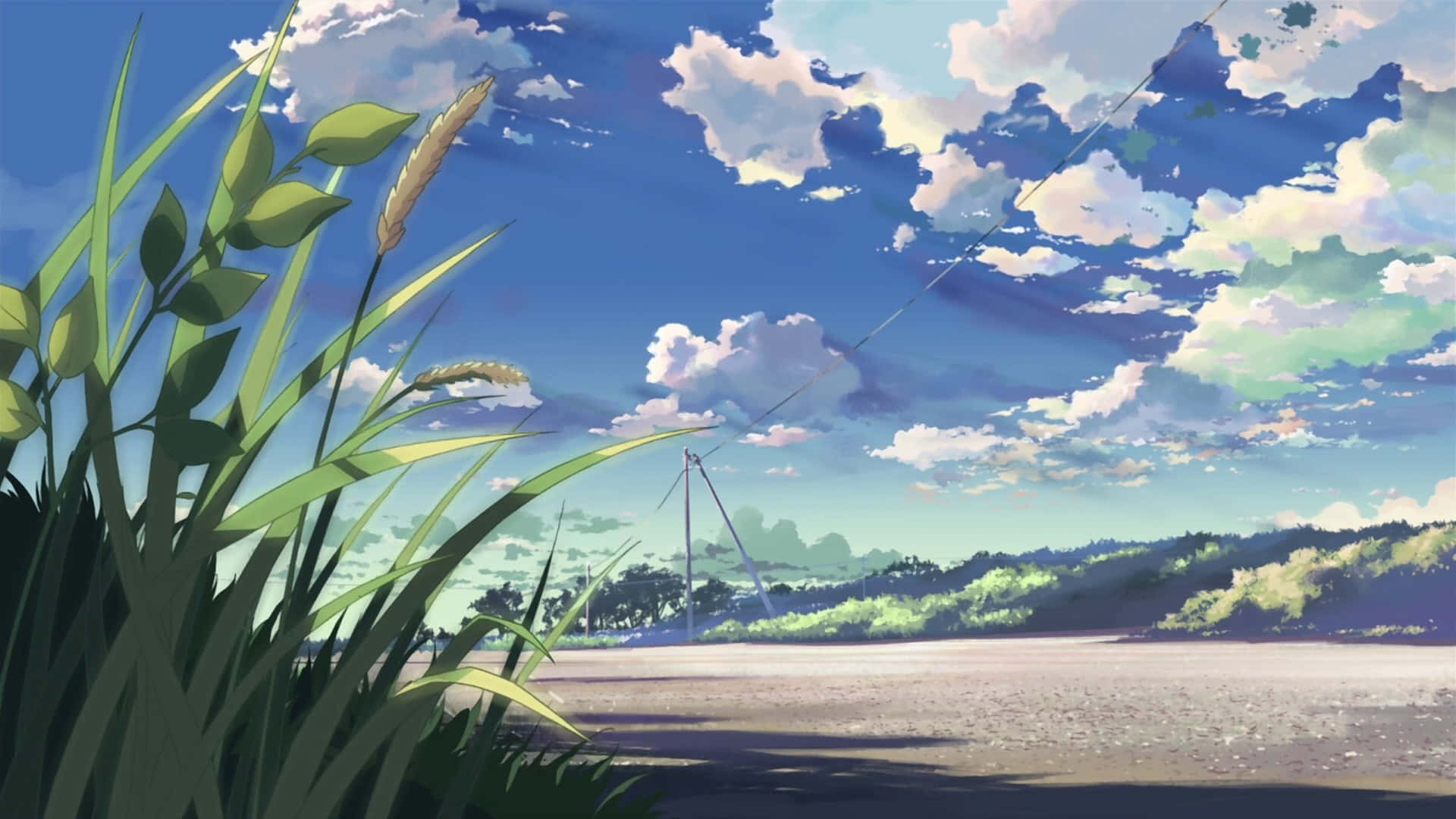 Serene Anime Landscape Fishing Rod Wallpaper