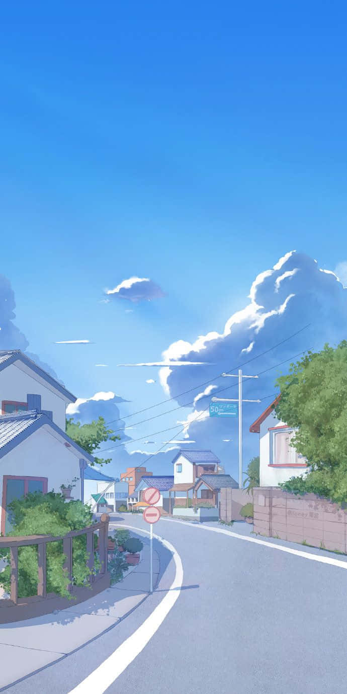 Serene Anime Suburbia Wallpaper