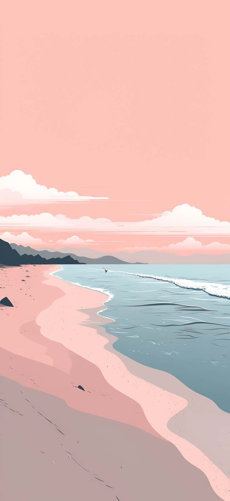 Serene Beach Sunset Artwork Wallpaper