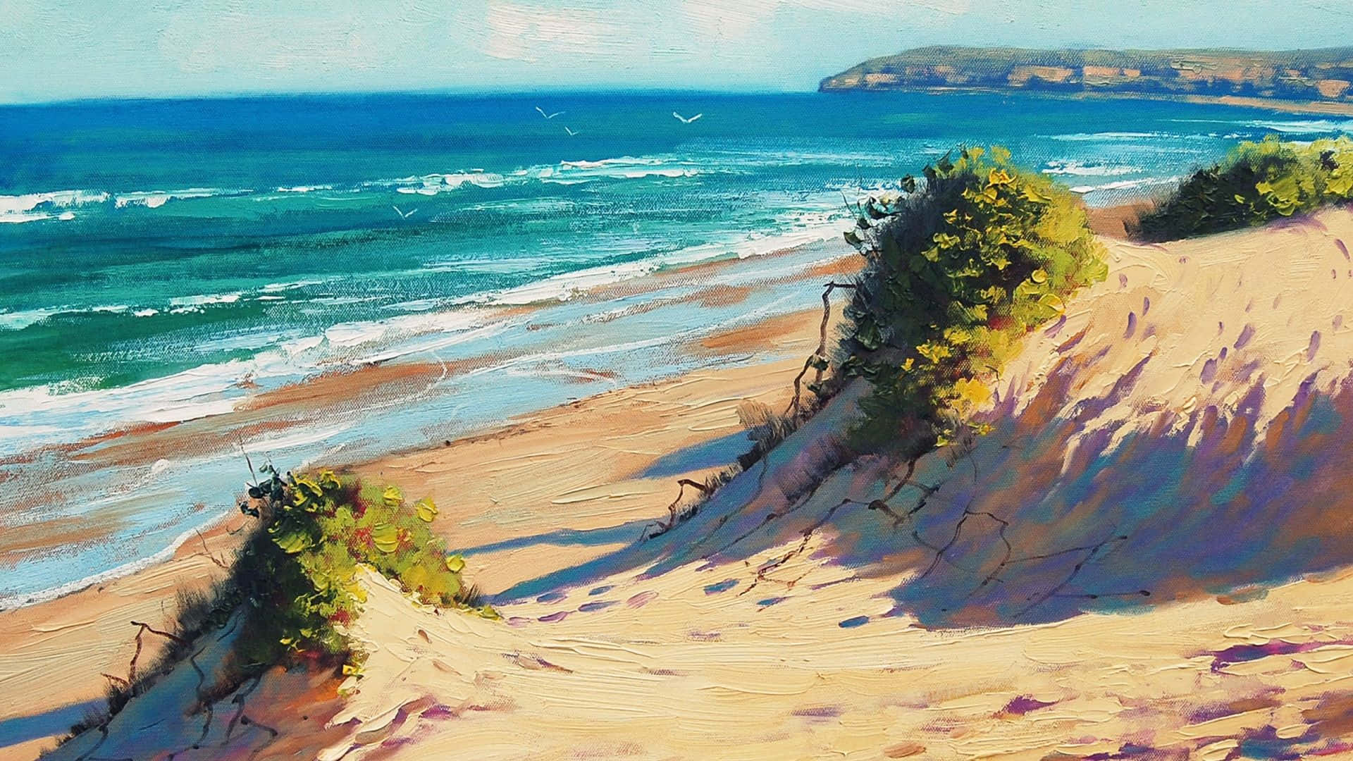 Serene Beach Sunset Canvas Art Wallpaper