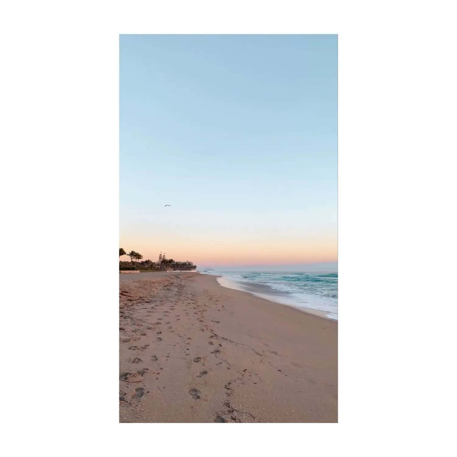 Serene Beach Sunset Footprints Wallpaper