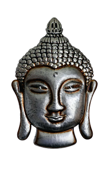 Serene Buddha Head Sculpture PNG