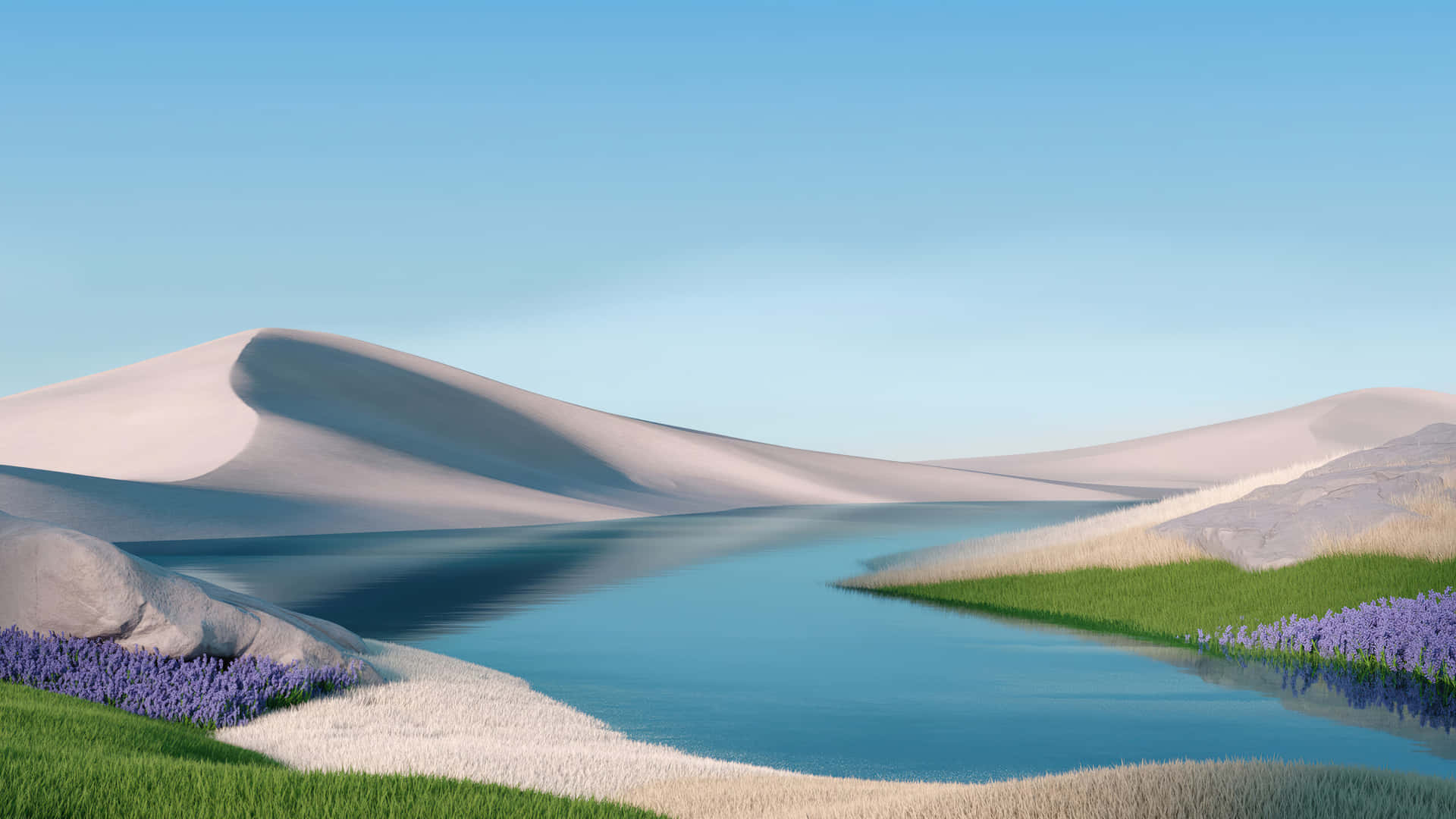 Serene_ Desert_ Lake_ View Wallpaper