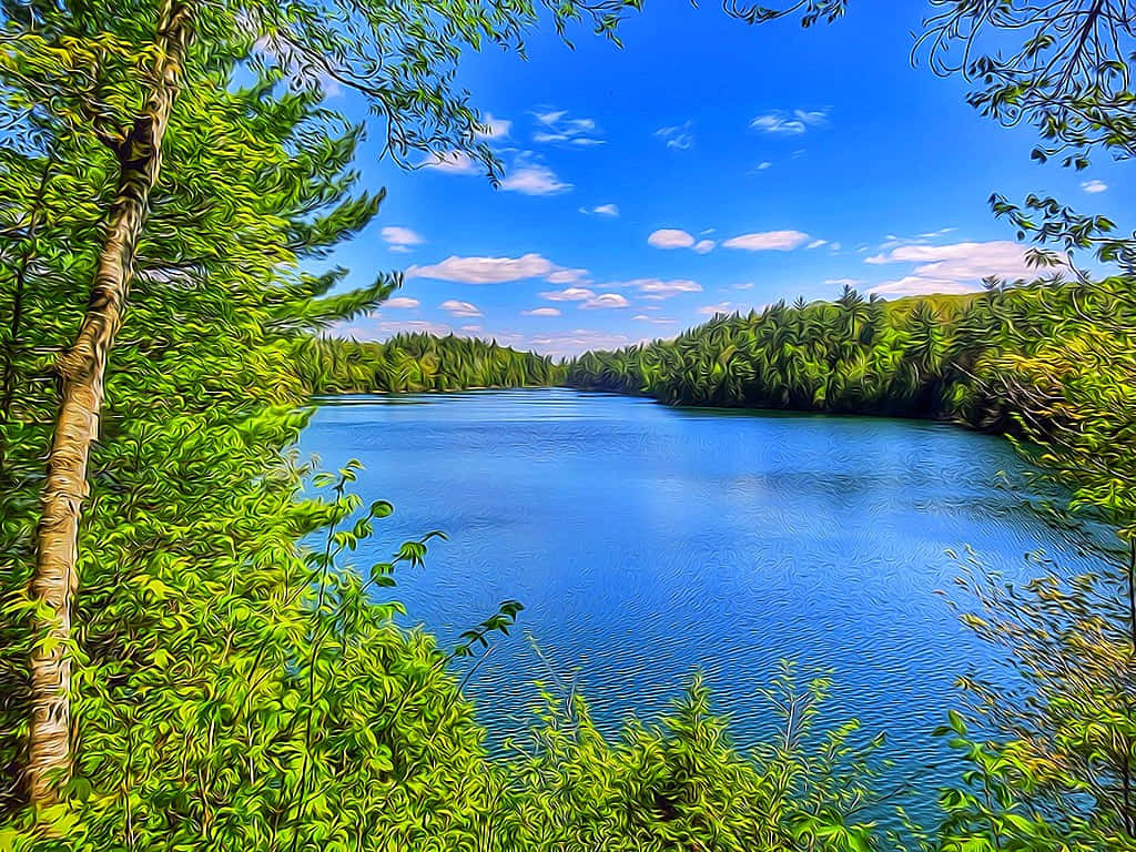 Vue Artistique Du Lac Serein Du Parc De Gatineau Fond d'écran